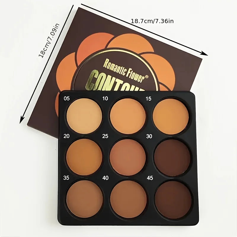 Dark Skin Tone 9-in-1 Face Palette Waterproof Concealer 9 Shades Contour Bronzer - LKBA
