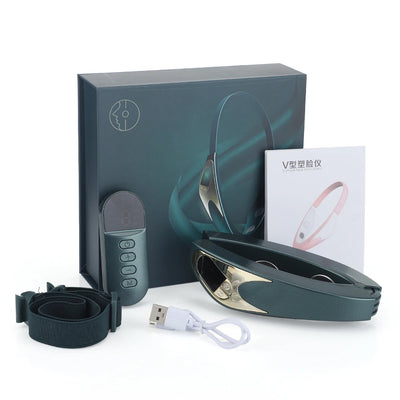 Facial Lifting Device Facial Slimming Vibration Massager Face Heating Double Chin V Shape Lift Belt Face Warm Compress Massager - LKBA