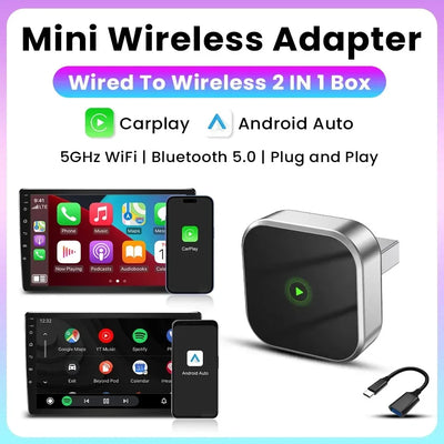 2-in-1 Wireless CarPlay Dongle Wired to Wireless Android Auto Adapter AI Smart Box Car Intelligent Systems For Car With CarPlay - LKBA