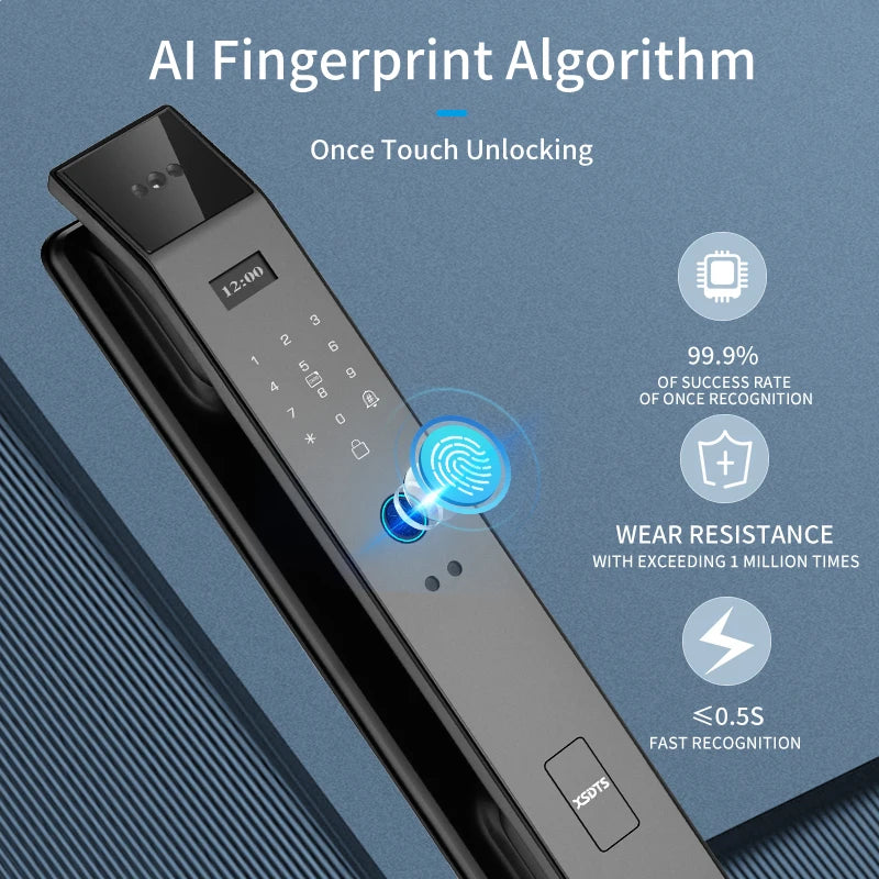 Tuya APP Smart Life APP Control Voice Intercom Smart Lock 3D Face Recognition Fingerprint Password Smart Door Lock With Camera - LKBA
