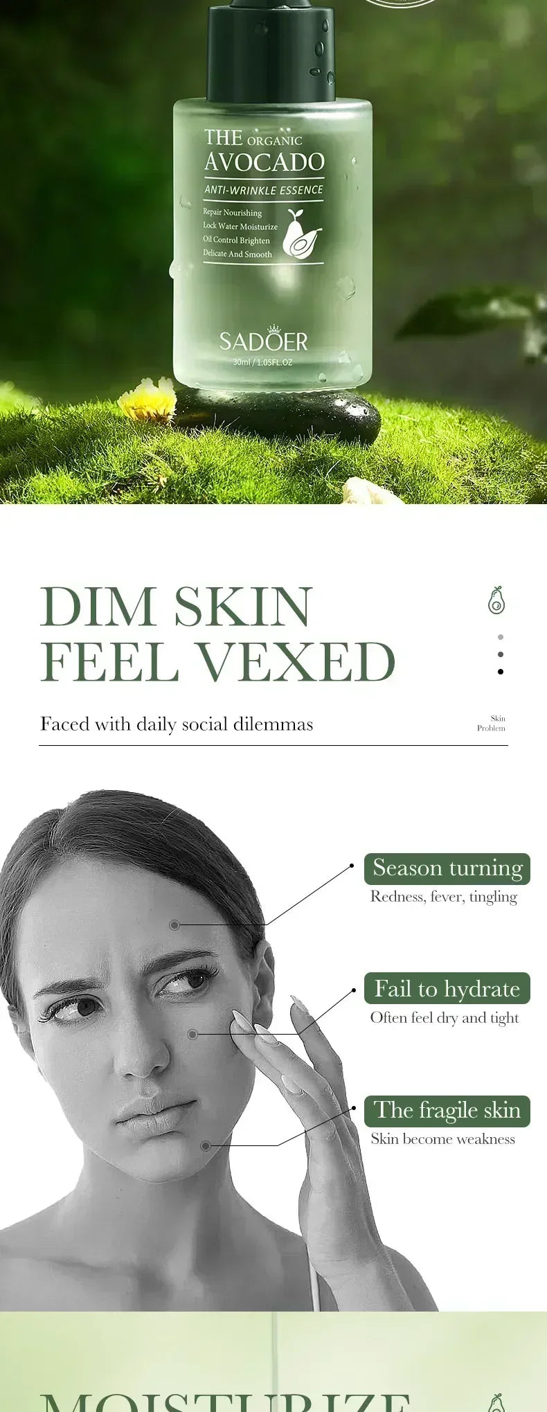 Avocado Face Essence Organic Shea Butter Moisturizing Anti-Aging Whitening Repairing Nourish Smooth Facial Serum Skin Care - LKBA