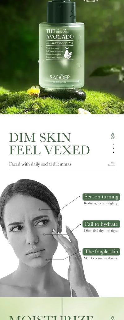 Avocado Face Essence Organic Shea Butter Moisturizing Anti-Aging Whitening Repairing Nourish Smooth Facial Serum Skin Care - LKBA