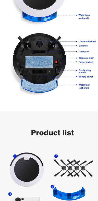 Intelligent Sweeping Robot Large Water Tank Mobile App Remote Control Planning And Cleaning Line Low Noise 2000 Pa Large Suction - LKBA