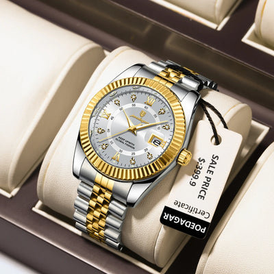 POEDAGAR Luxury Fashion Wristwatch For Men Stainless Steel Date Quartz Man Watch Waterproof Luminous Casual Men's Watches Reloj - LKBA