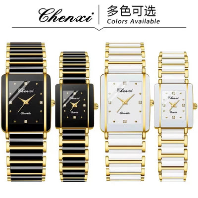 CHENXI 104A Couple's Quartz Watch Gold Black and White Ceramic Luxury Watch Men's and Women's Valentine's Day Gift Watch reloj - LKBA
