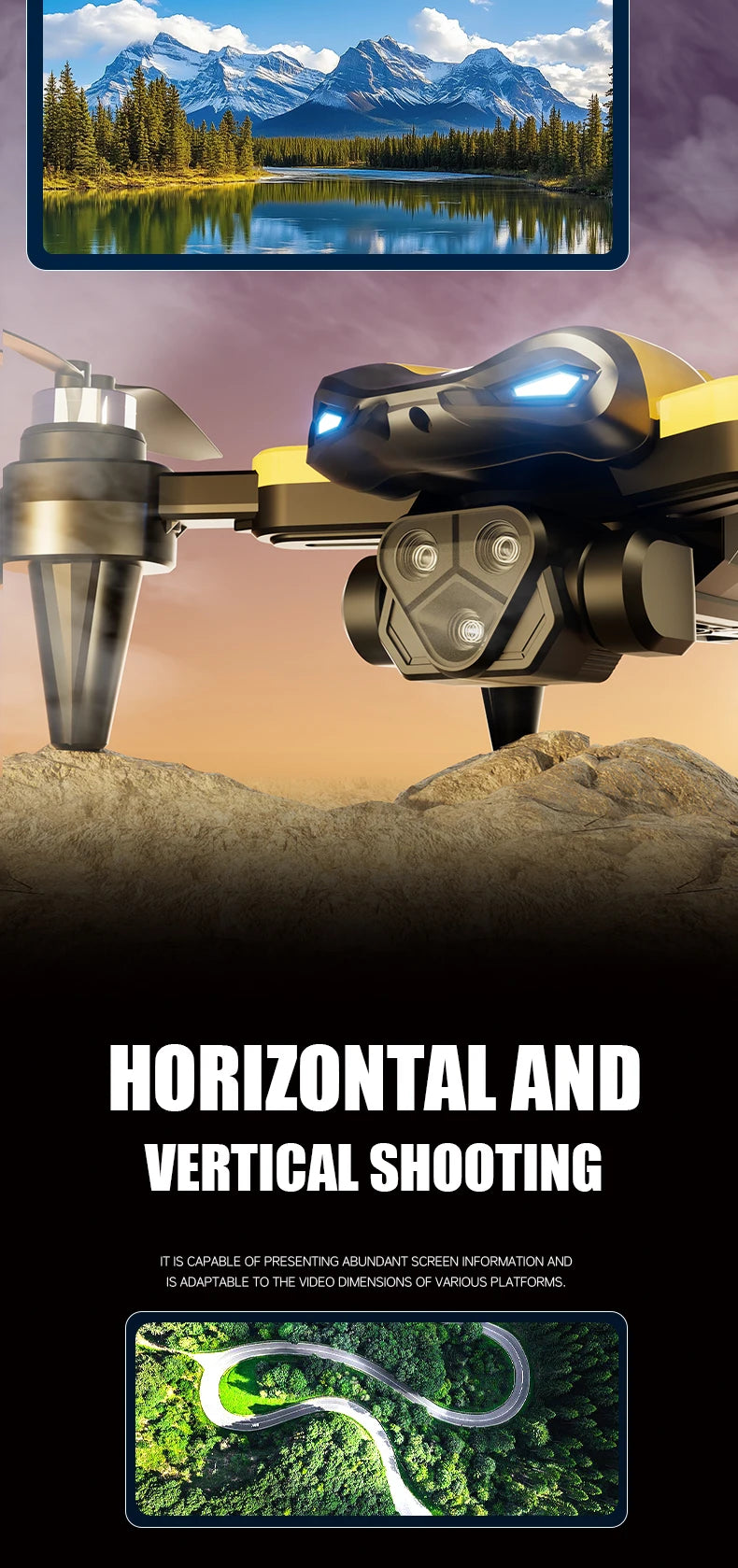 M5 Drone Professional 8K Wide-Angle HD Triple Camera Wi-Fi FPV Height Hold RC Drone Aircraft Quadrotor Adult - LKBA