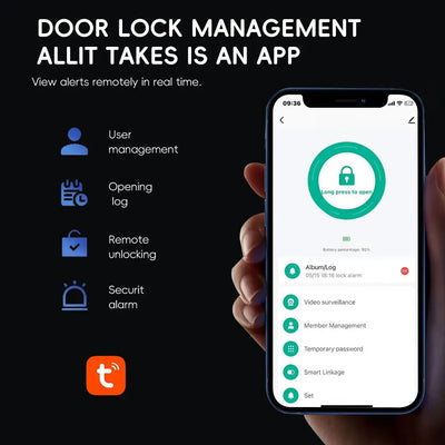 SANKESONG Tuya Smart 3D Face Door Lock Security Camera Monitor Intelligent Fingerprint Password Biometric Dual Battery - LKBA