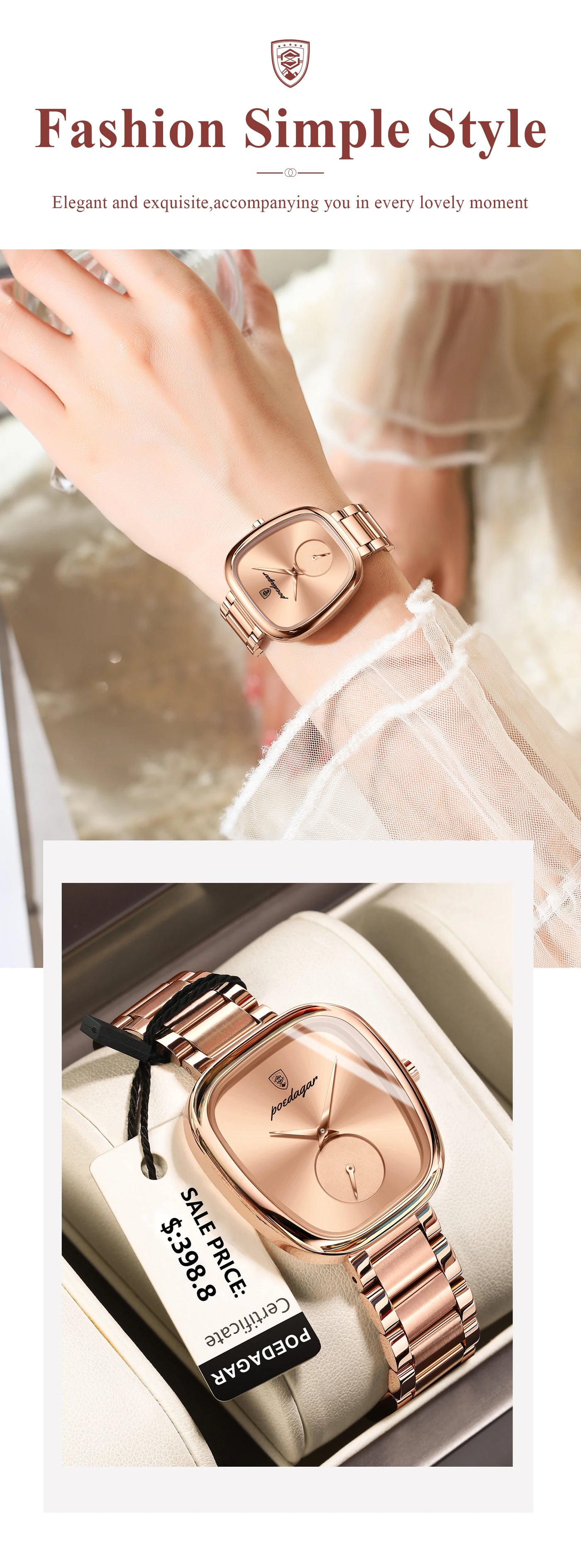 POEDAGAR Luxury Elegant Watch For Woman Waterproof Stainless Steel Quartz Women's Watches Simple High Quality Ladies Wristwatch - LKBA