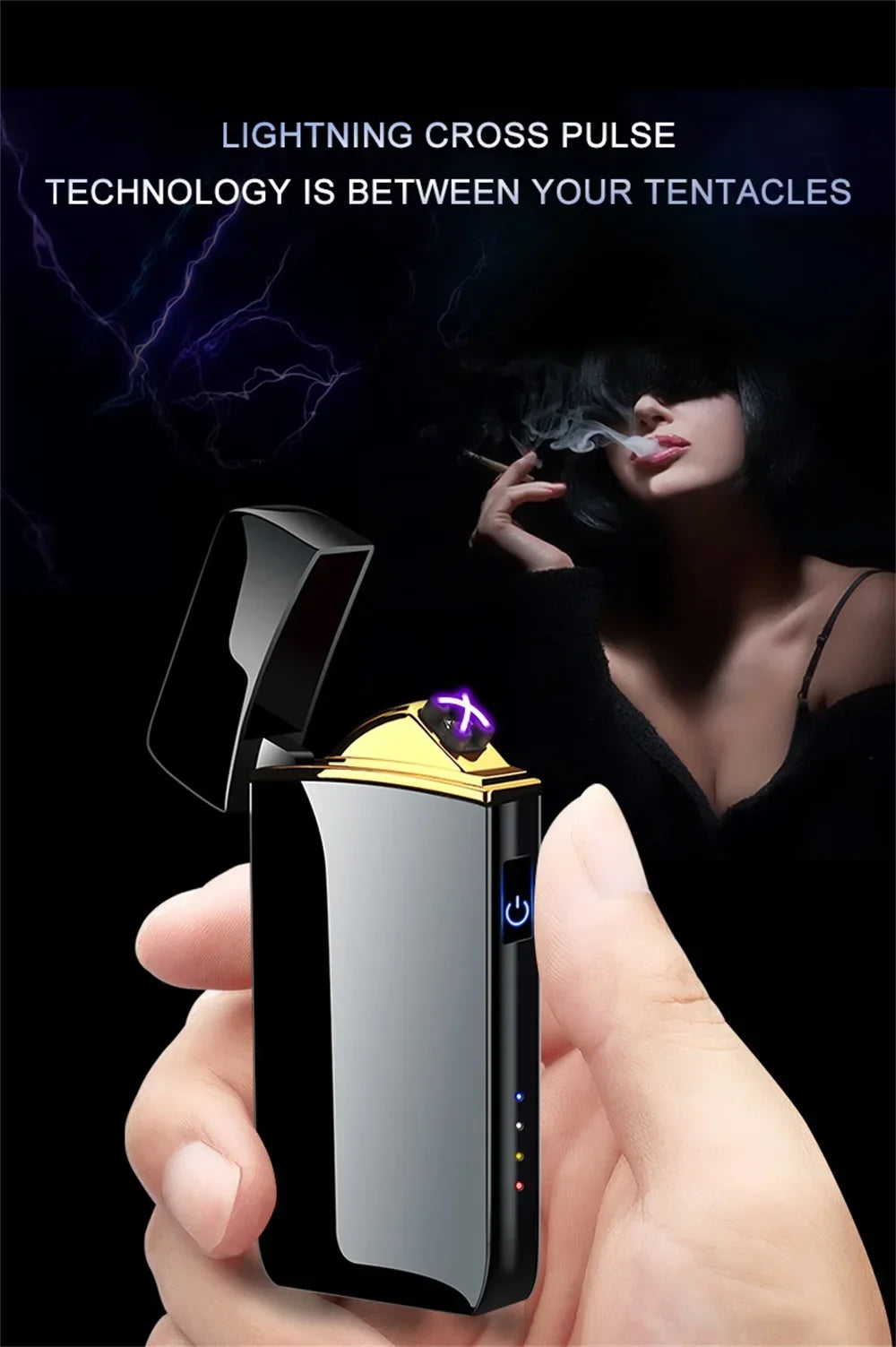 2025 Electric Windproof Metal Lighter Double Arc Flameless Plasma - LKBA