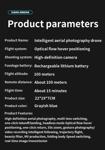 New X226 Mini RC Drone with Professional 8K HD Dual Camera 6Axis Headless Mode 360 Fly Remote Quadcopter