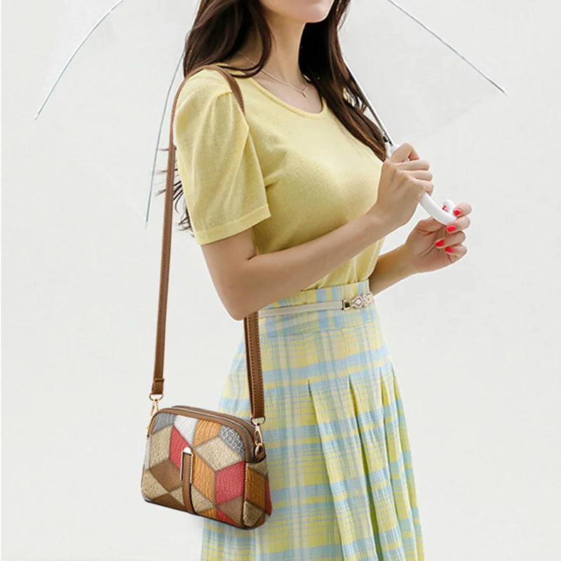 New Luxury Handbag Women Stitching Wild Messenger Bags Designer Brand Plaid Shoulder Bag Female Ladies Totes - LKBA