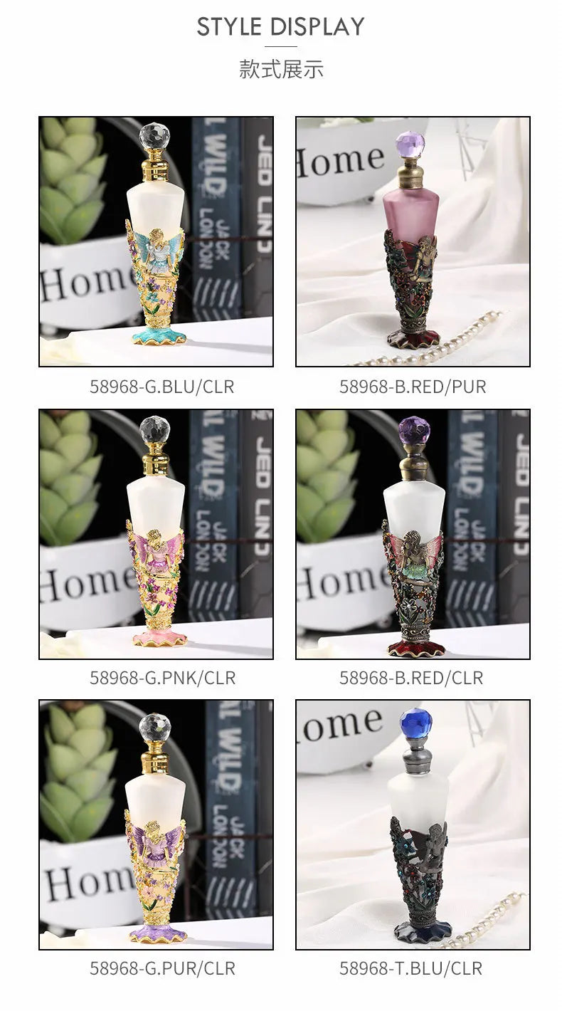 25ml Vintage Essential Oil Dropper Stick Bottle Middle East Style Mental Engrave Refillable Perfume Container Delicate Dispenser - LKBA