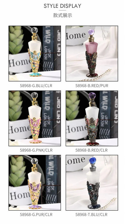 25ml Vintage Essential Oil Dropper Stick Bottle Middle East Style Mental Engrave Refillable Perfume Container Delicate Dispenser - LKBA