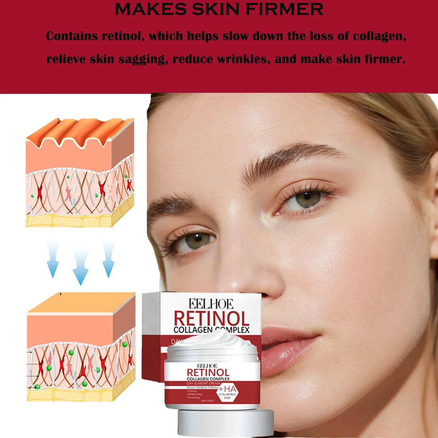 Anti-Aging Retinol Cream Collagen Wrinkle Remover Face Care Cream for Moisturizer Whitening Brighten Skin Care Products - LKBA