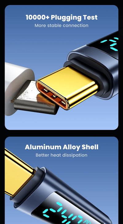 Toocki 240W Type C to Type C Cable PD3.1 Digital Display 100W Fast Charging USB C Cable for Macbook iPhone 16 15 Samsung Xiaomi - LKBA