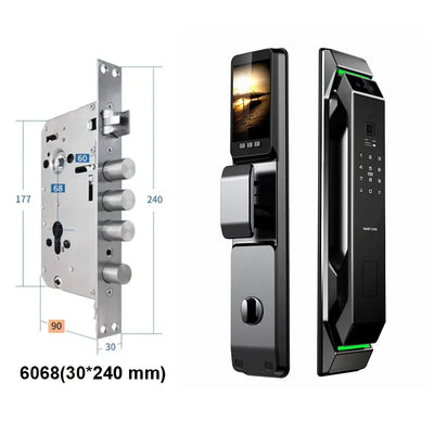 Electronic Automatic Smart Door Lock 3D Face Recognition Fingerprint Keyless Password Wi-Fi Camera frid Card Home Lock with Tuya - LKBA
