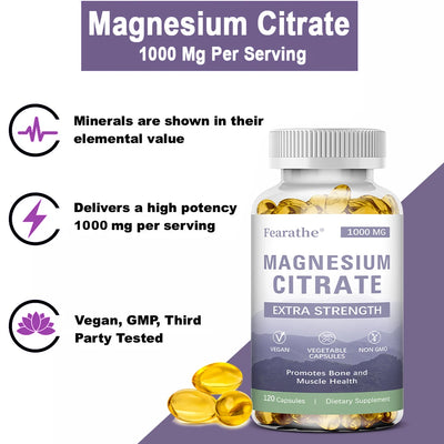Magnesium Citrate - Supplement for Bone, Sleep, Heart Health, Nerve, Muscle & Metabolism,Easily Absorbed,Non-GMO - LKBA