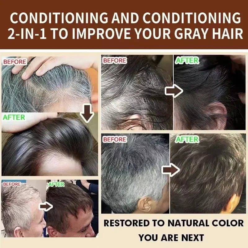 Pure Natural Herbal Hair Dye Shampoo 5 Minutes Change Hairs Color Non-irritating Repair Gray White Fashion Hair Care Women Men - LKBA