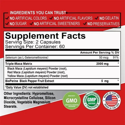 Maca Root Supplement - Builds Muscle and Strength, Maximize Vitality and Performance - LKBA