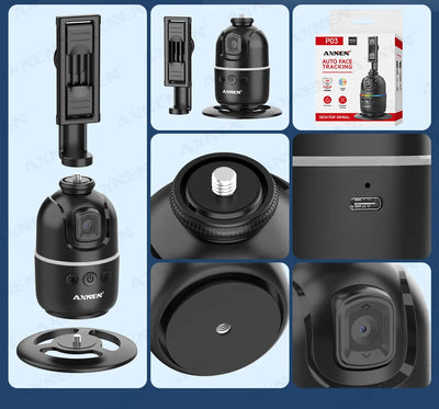 Auto Face Tracking Desktop Gimbal Intelligent Rotating Holder for Mobile Phone - Option Wireless Remote Selfie Smartphone Tripod - LKBA