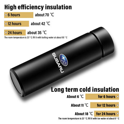 1Pcs Car Smart Thermos Bottle With Temperature Display Coffee Cup For Subaru WRX STI Forester Tribeca Levorg Impreza XV Outback - LKBA