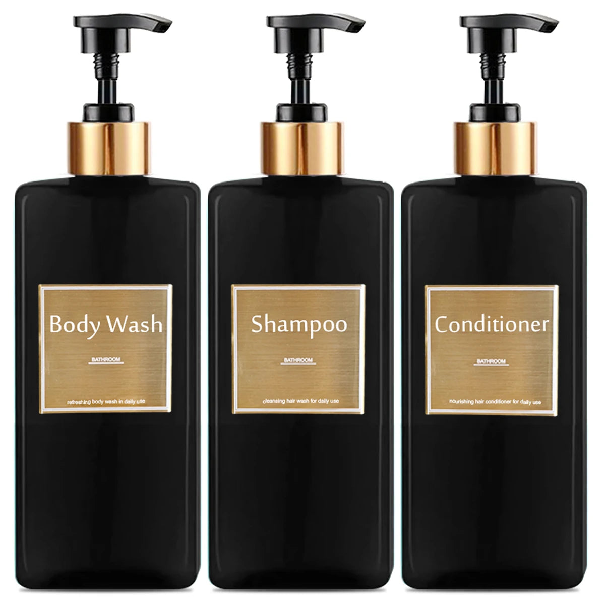 Shower Soap Dispenser Set Refillable Shampoo and Conditioner Bottle for Bathroom Kitchen Dish Soap - LKBA