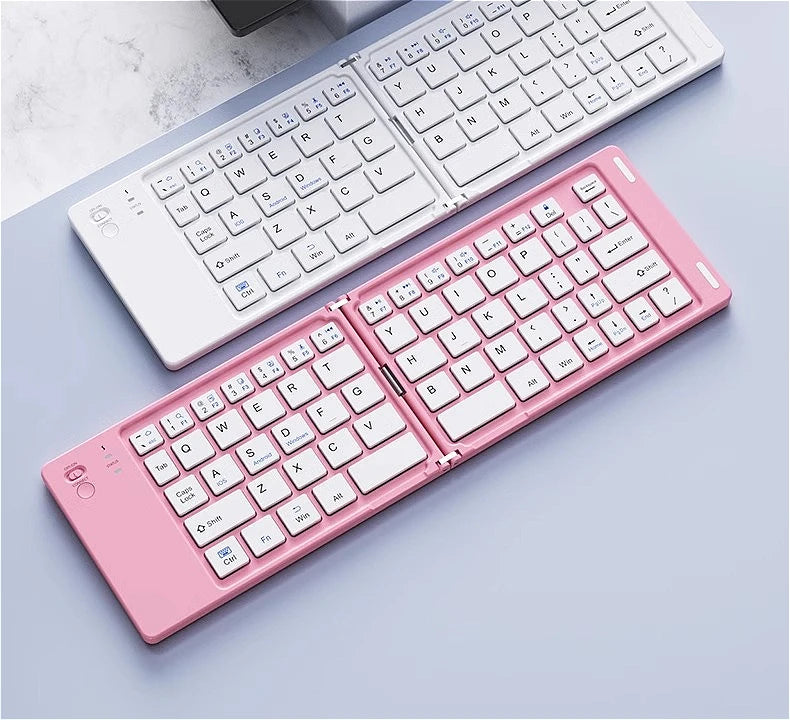 Mini Foldable Wireless Keyboard Slim Portable Bluetooth Keyboard Rechargeable Folding Keyboard - LKBA