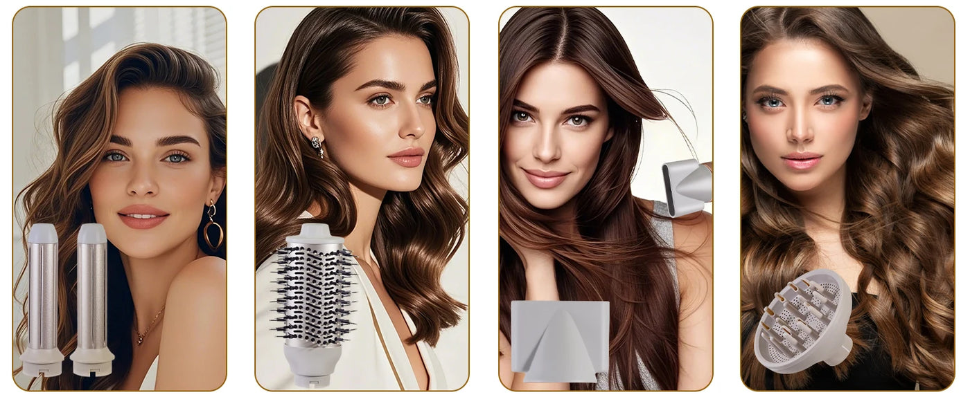 5 in 1 38000 RPM High-Speed Hair Dryer Brush Hair Styler Auto-Wrap Curlers Blow Dryer Fast Drying Multi Hot Air Brush - LKBA