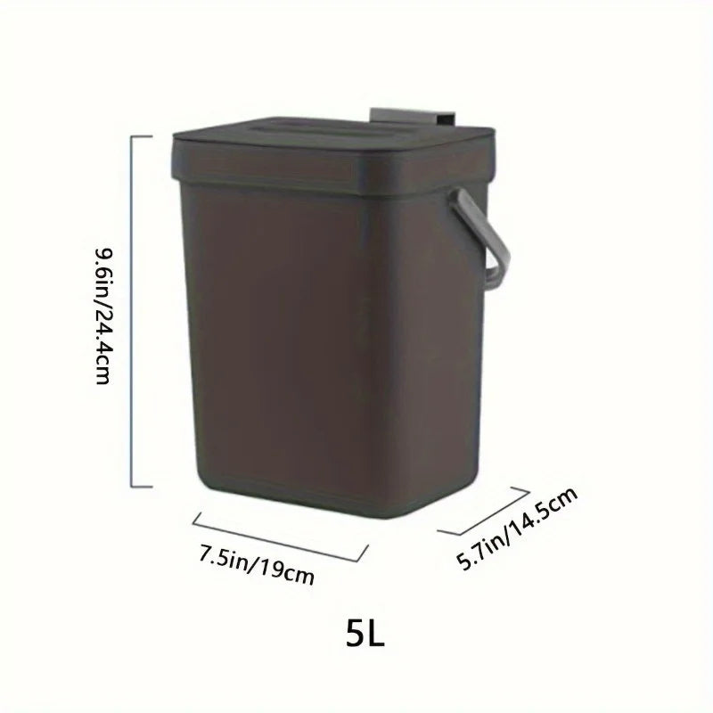 Space-Saving Quiet-Close Trash Can - 3/5L, Eco-Friendly Sealed Bin for Kitchen & Office - LKBA