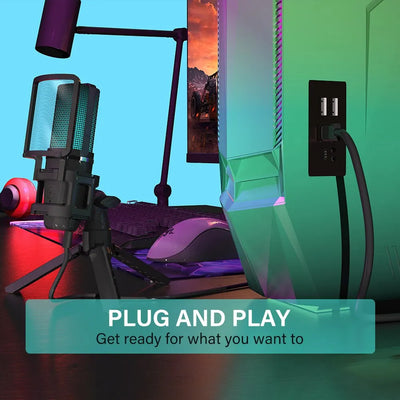 Zealsound RGB USB Condenser Gaming Microphone Computer Professional Mic For PC PS4 PS5 Mac Phone Recording Streaming Podcasting - LKBA