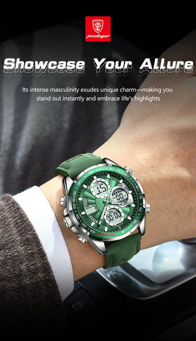 POEDAGAR LED Luxury Men Watch Luminous Week Date Dual Time Display Digital Man Clock Alarm Electronic Men's Quartz Watches Reloj - LKBA