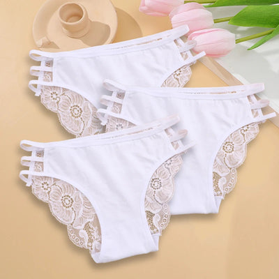 3PC/Set Women's Sexy Floral Lace Panties Low Rise Hollow Out Briefs Transparent Underwear Female Elastic Straps Soft Lingerie