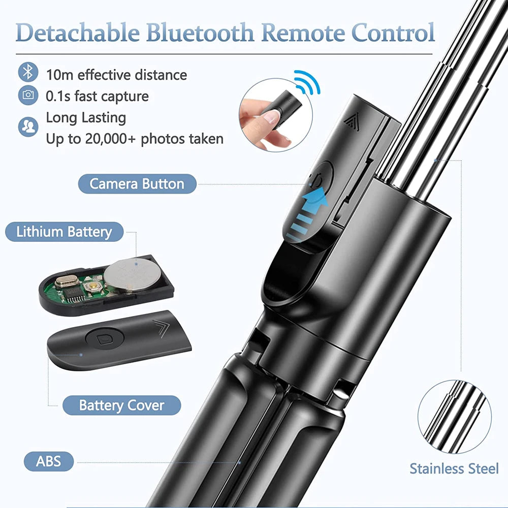 3 In 1 Bluetooth Wireless Selfie Tripod with Fill Light Shutter Remote Control - LKBA