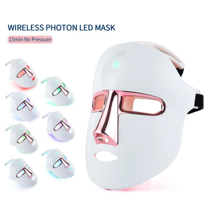Wireless 7 Colors Face LED Mask Photon Facal Beauty Mask Skin Rejuvenation Anti Acne Repair Skin Tightening Anti Aging Skin Care - LKBA