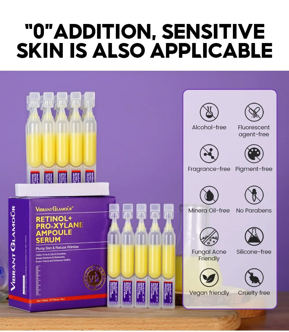 Retinol + Pro-xylane Ampoule serum  Repairs Strengthens The Skin And Diminishes Fine Lines Face Beauty Skin Care 15pcs - LKBA