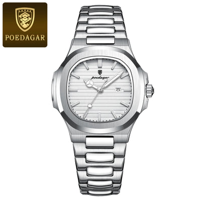 POEDAGAR Luxury Square Watch for Woman Waterproof Luminous Date Ladies Watch Stainless Steel Quartz Women's Watches Female Reloj - LKBA