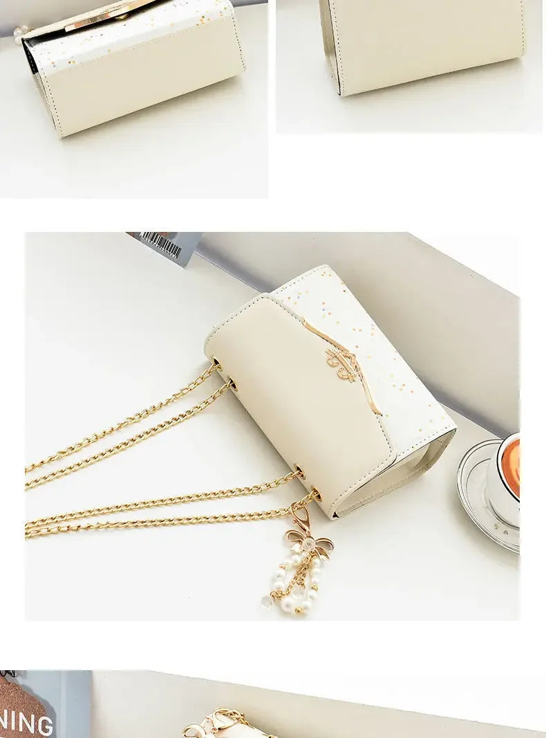 Fashionable Bright Leather Chain Crossbody Bag Women's Single Shoulder Small Square Bag Hot Sale of the Season New Style - LKBA