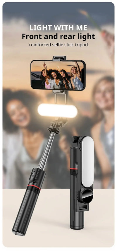 2025 New L15 Wireless Selfie Stick Tripod Stand Foldable Monopod with Led Light for Smart phones - LKBA