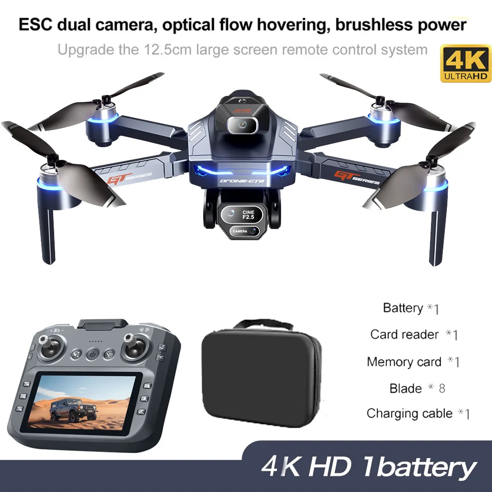 Professional Drone GT8 8K Wide-Angle HD 1080P Camera Wi-Fi FPV Height Hold Foldable RC Drone Quadrotor Helicopter - LKBA