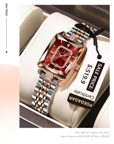 POEDAGAR Luxury Rectangle Watch For Woman Waterproof Calendar Simple Ladies Watch Fashion Stainless Steel Quartz Women's Watches - LKBA