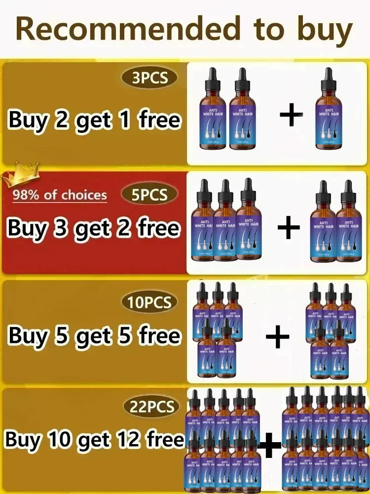 24 NEW White To Black Gray White Hair Serum Natural Color Repair Nourish Essence Anti-gray Care for Men Women - LKBA
