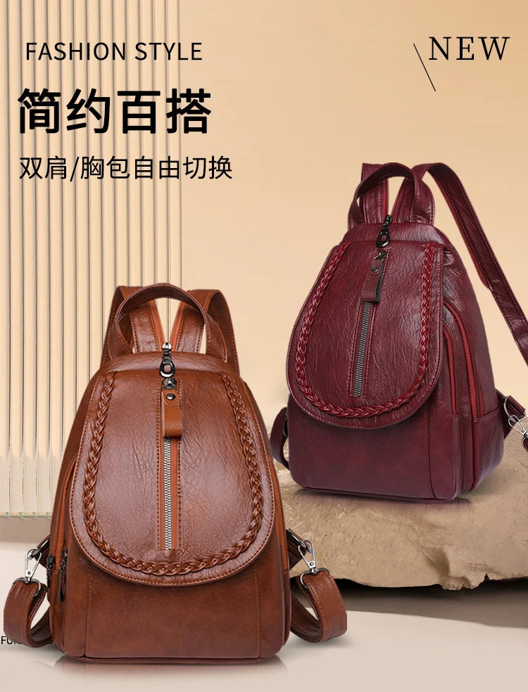 Soft leather shoulder bag for women 2025 new fashionable mini shopping backpack chest bag casual versatile diagonal cross bag - LKBA