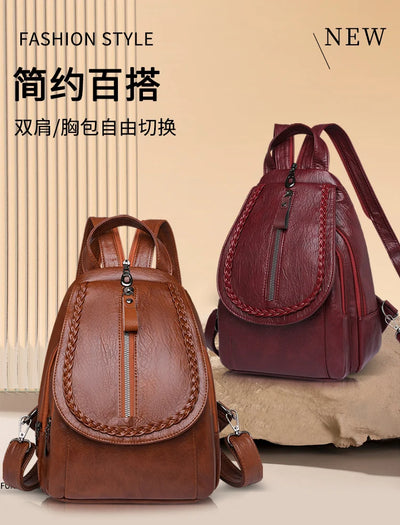 Soft leather shoulder bag for women 2025 new fashionable mini shopping backpack chest bag casual versatile diagonal cross bag - LKBA