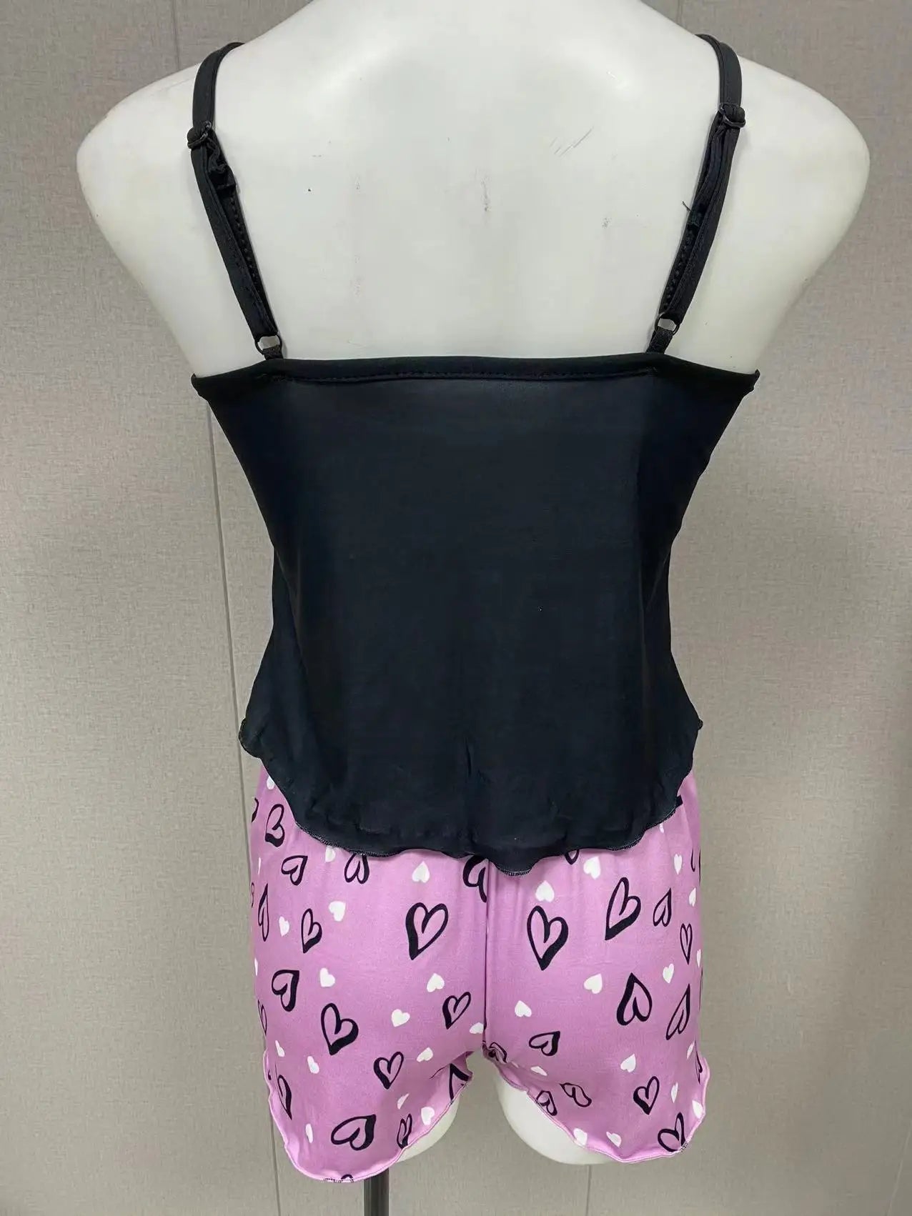 Women's Milk Silk Pajamas Set Summer Sleeveless Heart Print Shorts Sleepwear Sexy Comfortable Loungewear Two Piece - LKBA