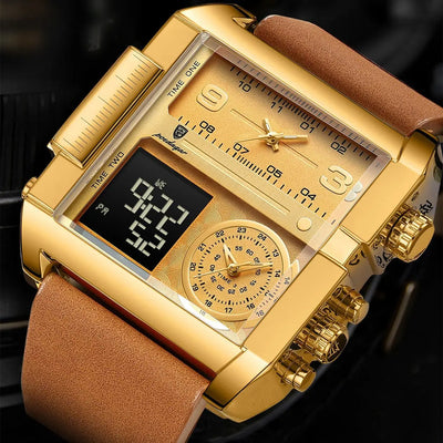 Luxury Man Wristwatch Rectangle Waterproof Luminous Day Week Men Watch - LKBA