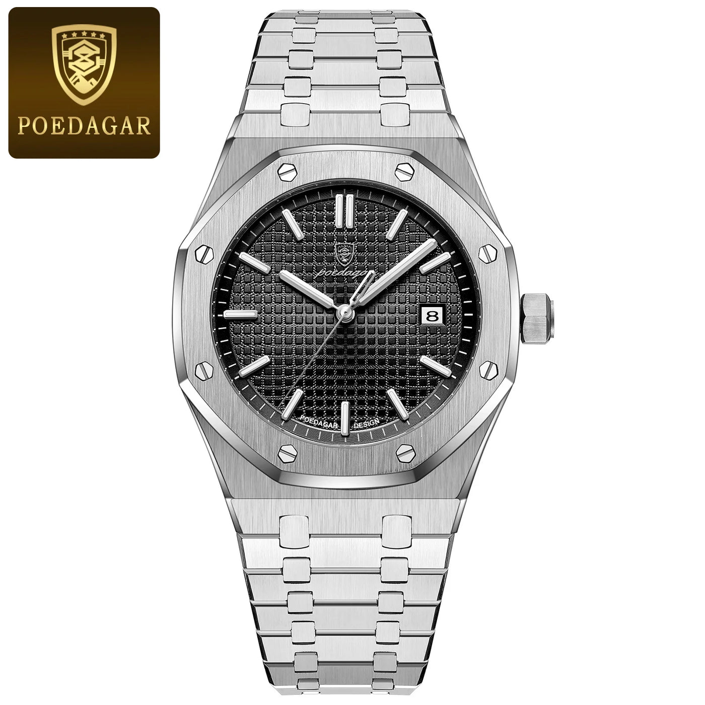 POEDAGAR Luxury Business Man Wristwatch Waterproof Luminous Date Men Watch Stainless Steel Fashion Quartz Watches For Men Reloj - LKBA