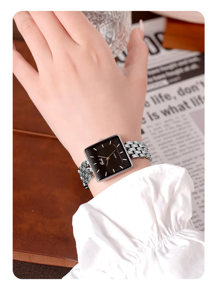Men Watch Business Simple Square Couple Watches Waterproof Stainless Steel Premium Ultra Thin Women Fashion Quartz Wristwatches - LKBA