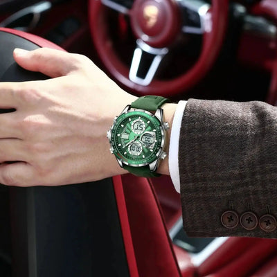 POEDAGAR LED Luxury Men Watch Luminous Week Date Dual Time Display Digital Man Clock Alarm Electronic Men's Quartz Watches Reloj - LKBA