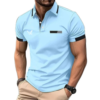 Men's Golf Shirt Golf Polo Work Casual Lapel Short Sleeve Basic Modern Color Block Patchwork Spring & Summer Regular Fit - LKBA