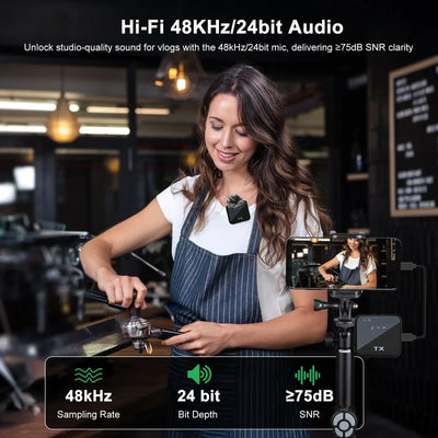 3 in 1 Microphone for iPhone/Android, Wireless, for Record Interview - LKBA